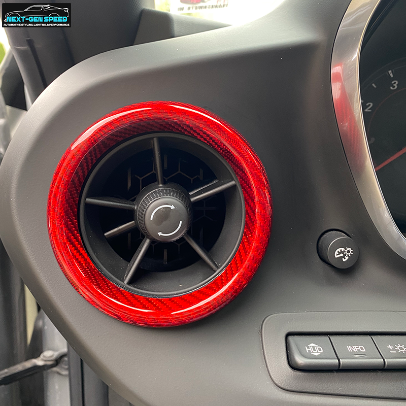 2016 - 24 Camaro Carbon Fiber Interior Air Vent Bezel Ring Covers (Black / Red / Blue)