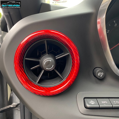 2016 - 24 Camaro Carbon Fiber Interior Air Vent Bezel Ring Covers (Black / Red / Blue)