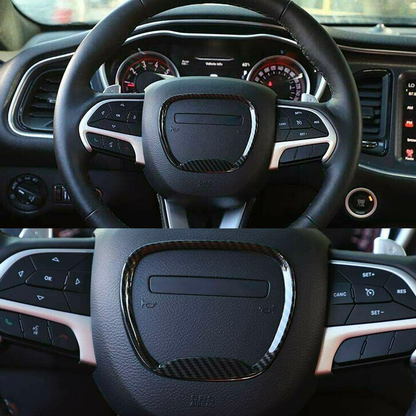 2015 - 23 Dodge Challenger/Charger/Durango Real Carbon Fiber Center Steering Wheel Trim Ring