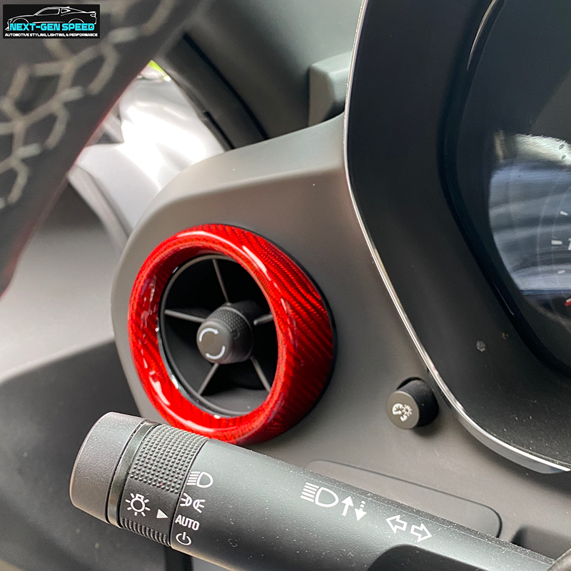2016 - 24 Camaro Carbon Fiber Interior Air Vent Bezel Ring Covers (Black / Red / Blue)