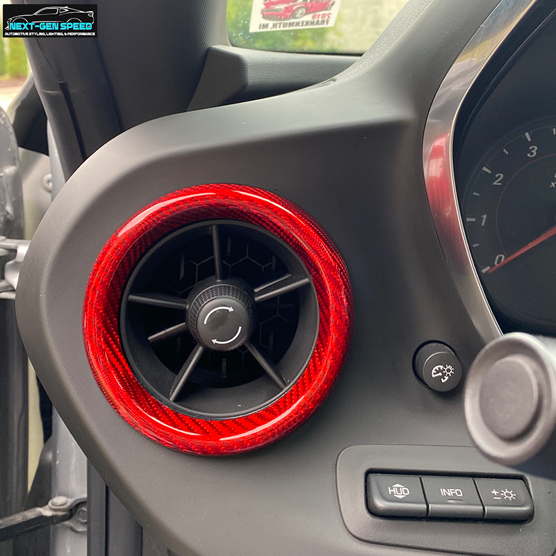 2016 - 24 Camaro Carbon Fiber Interior Air Vent Bezel Ring Covers (Black / Red / Blue)