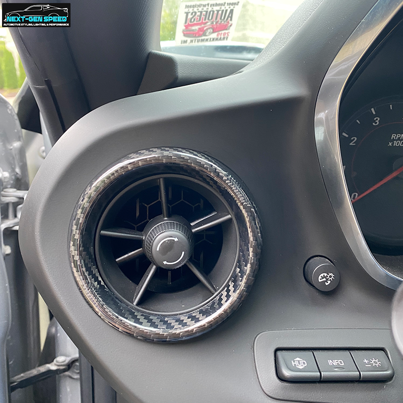 2016 - 24 Camaro Carbon Fiber Interior Air Vent Bezel Ring Covers (Black / Red / Blue)