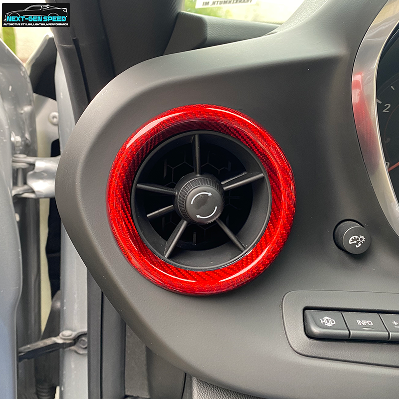 2016 - 24 Camaro Carbon Fiber Interior Air Vent Bezel Ring Covers (Black / Red / Blue)