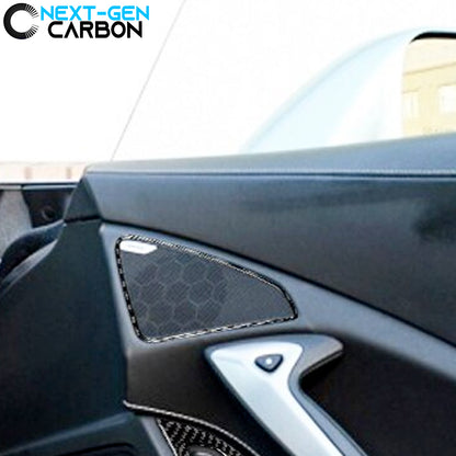 2014 - 19 C7 Corvette Carbon Fiber Speaker Door Lock Trim  | Next-Gen Carbon