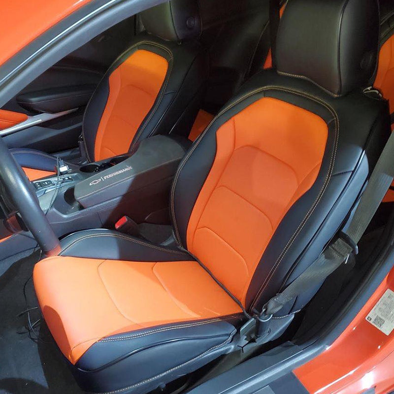 2016 - 24 Camaro Two-Tone Convertible Leather Seat Covers | KustomCover