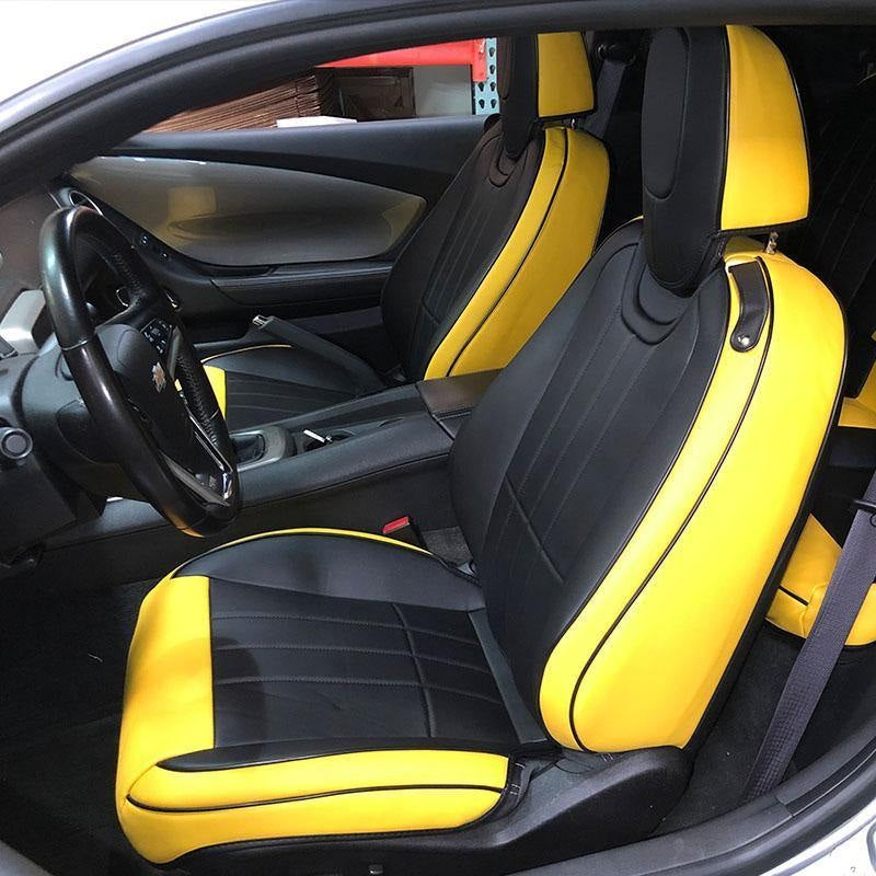 2010 - 15 Camaro Two-Tone Convertible Leather Seat Covers | KustomCover