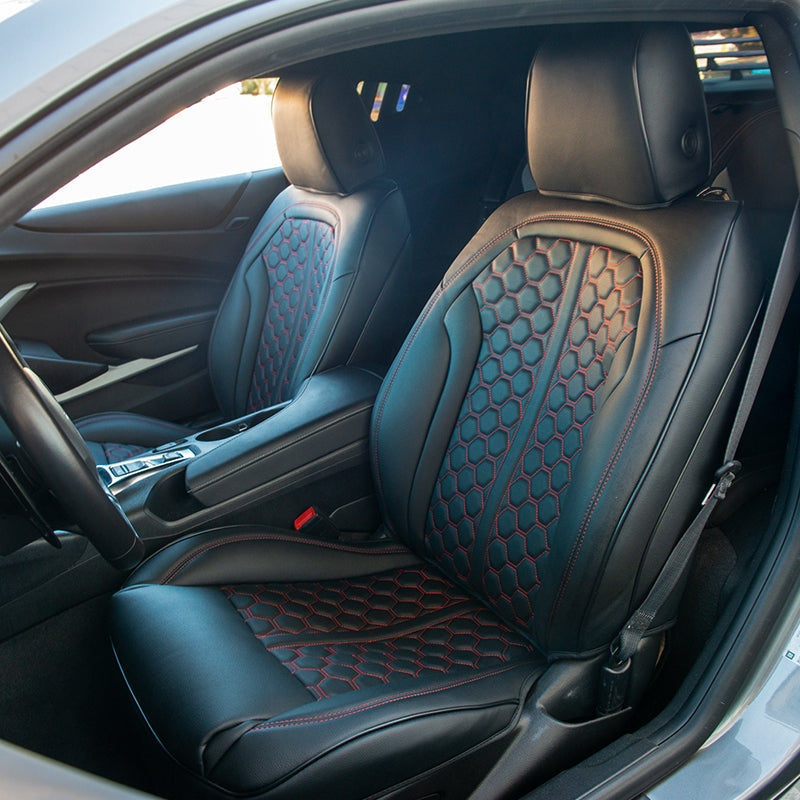 2016 - 24 Camaro Two-Tone Convertible Leather Seat Covers | KustomCover
