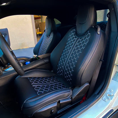 2010 - 15 Camaro Two-Tone Convertible Leather Seat Covers | KustomCover