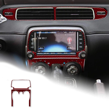 2013 - 15 Camaro Real Carbon Fiber Radio/Climate Control Trim Overlay | Black / Red Carbon