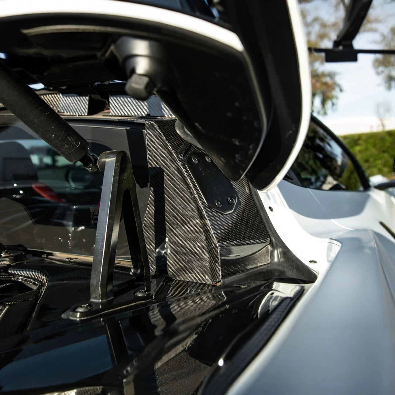 Corvette C8 Dry Carbon Fiber Rear Hatch Hinge Pillar Trim Cover Overlays image 7