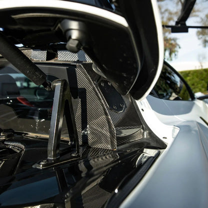 Corvette C8 Dry Carbon Fiber Rear Hatch Hinge Pillar Trim Cover Overlays image 7