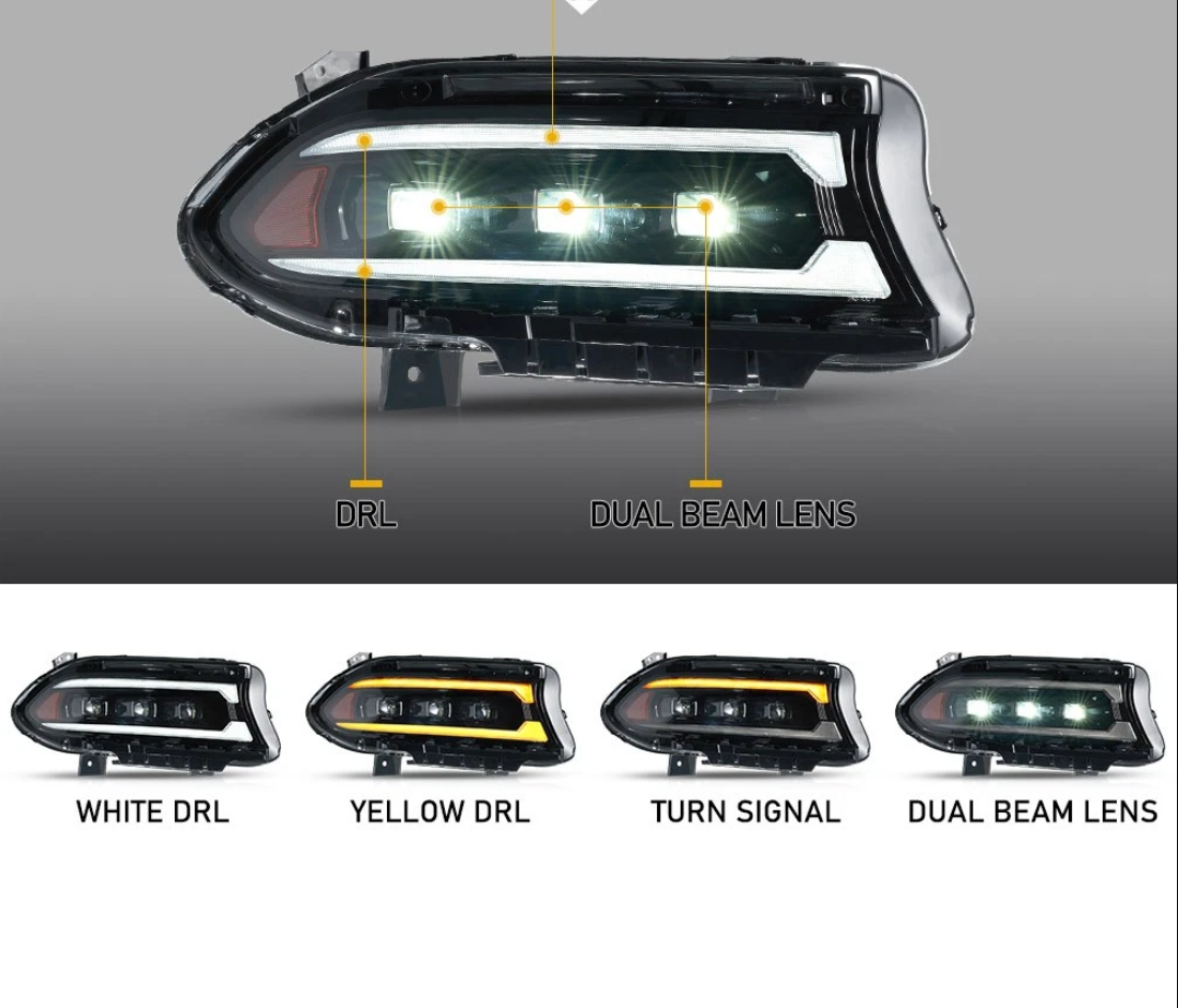 2015 - 24 Dodge Charger Triple Beam DRL Headlights image 2
