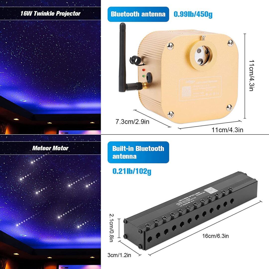 Star Light Meteor/Shooting Star Headliner LED Ceiling Kit - Twinkle | Dual Port | Assorted | Bluetooth/Remote image 1
