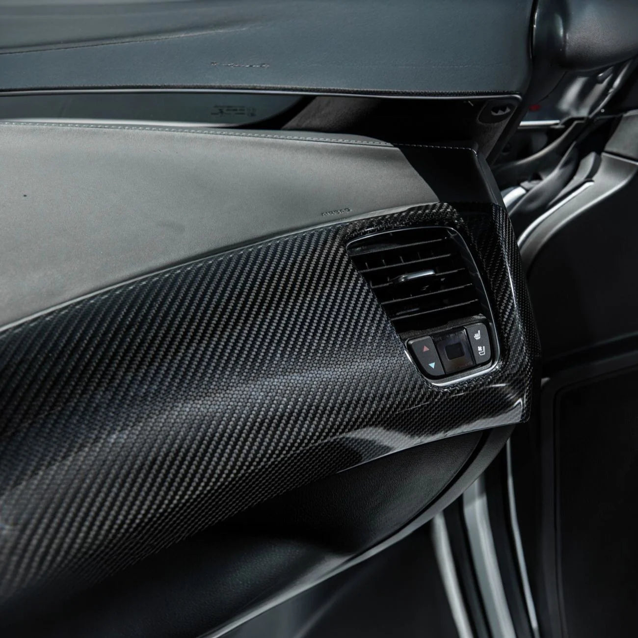 Corvette C7 Dry Carbon Fiber Passenger Side Dash Air Duct Vent Panel Cover image 2