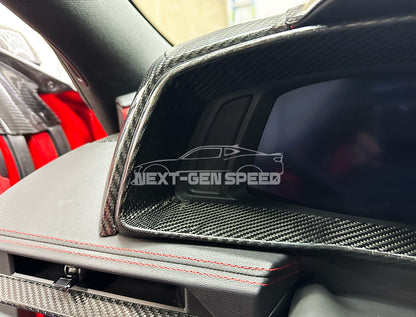 C8 Corvette Carbon Fiber Speedometer Gauge Cluster Interior Cover | Black / Red