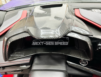 C8 Corvette Carbon Fiber Speedometer Gauge Cluster Interior Cover | Black / Red