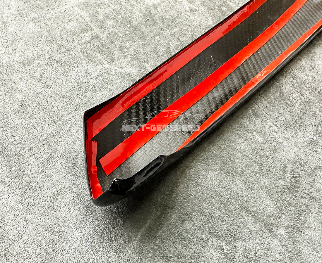 C8 Corvette Carbon Fiber Climate Control Console Cover | Black / Red