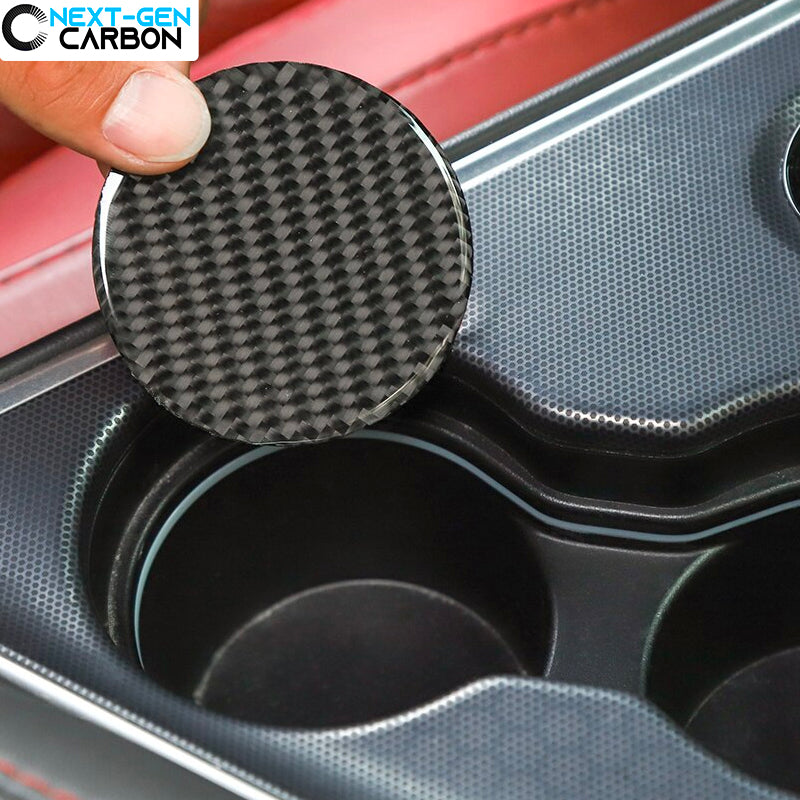 2015 - 24 Dodge Challenger Carbon Fiber Cup Holder Gear Covers | Next-Gen Carbon