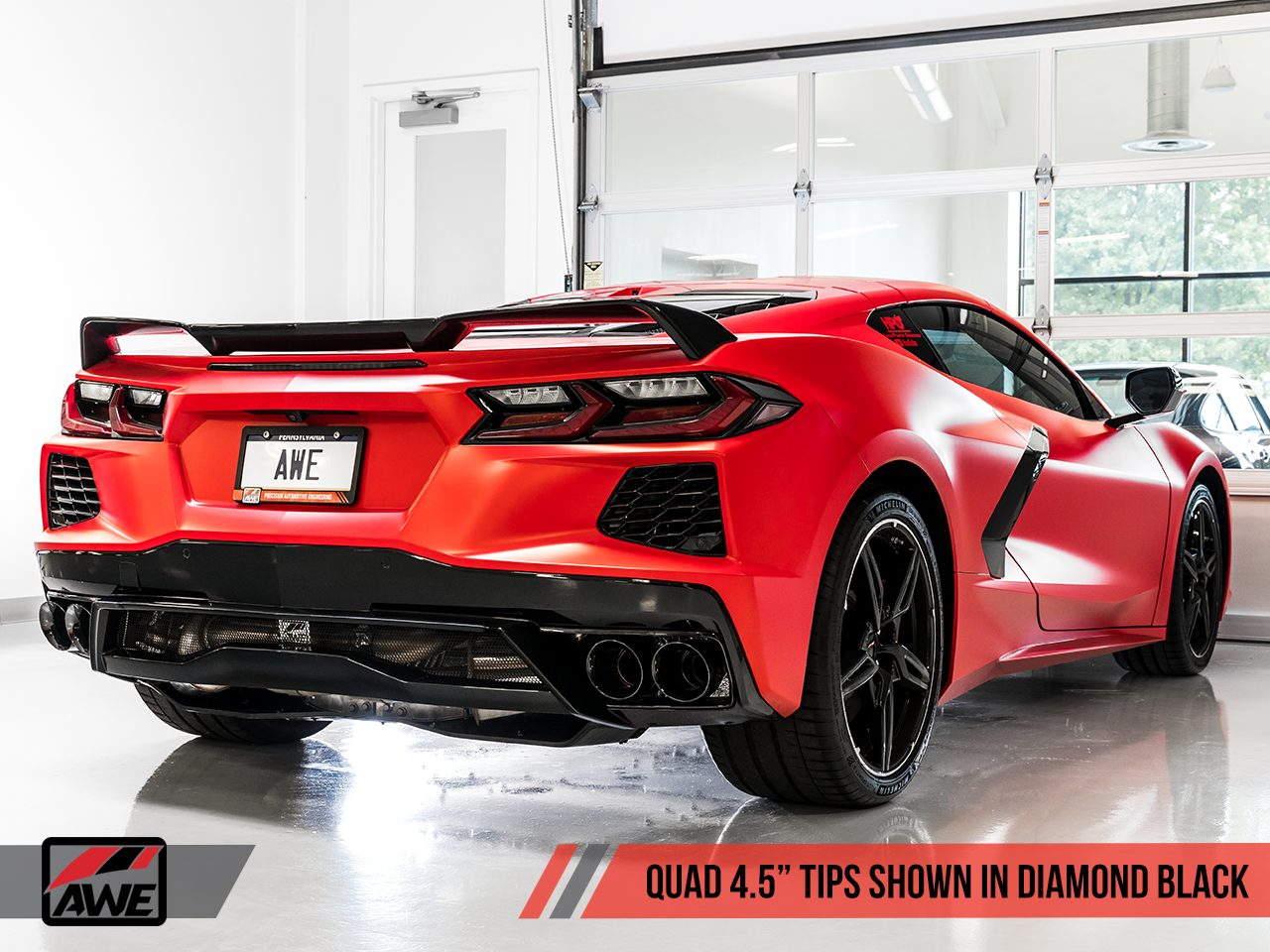 C8 Corvette Stingray Track Edition Exhaust System (Chrome Silver/Diamond Black Tips) |  AWE Tuning
