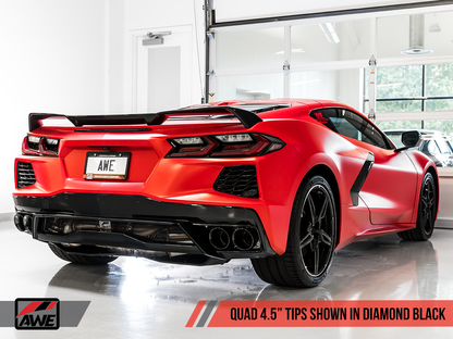 C8 Corvette Stingray Track Edition Exhaust System (Chrome Silver/Diamond Black Tips) |  AWE Tuning