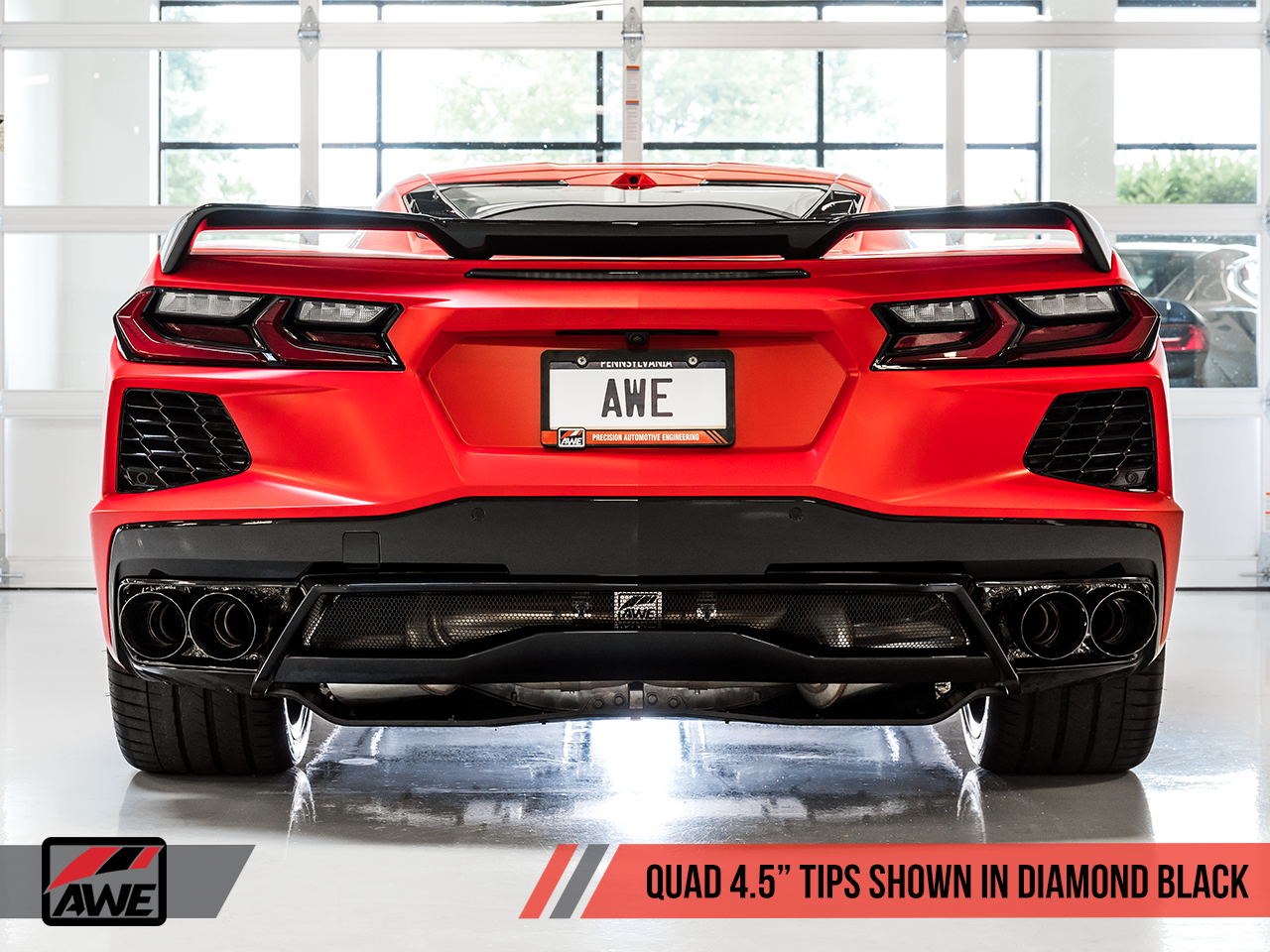 C8 Corvette Stingray Track Edition Exhaust System (Chrome Silver/Diamond Black Tips) |  AWE Tuning