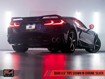 C8 Corvette Stingray Track Edition Exhaust System (Chrome Silver/Diamond Black Tips) |  AWE Tuning