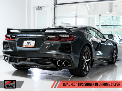 C8 Corvette Stingray Track Edition Exhaust System (Chrome Silver/Diamond Black Tips) |  AWE Tuning