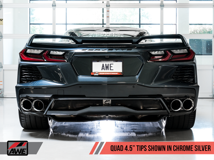 C8 Corvette Stingray Track Edition Exhaust System (Chrome Silver/Diamond Black Tips) |  AWE Tuning
