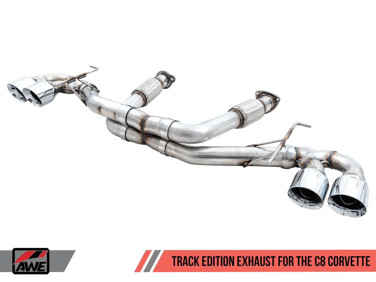 C8 Corvette Stingray Track Edition Exhaust System (Chrome Silver/Diamond Black Tips) |  AWE Tuning