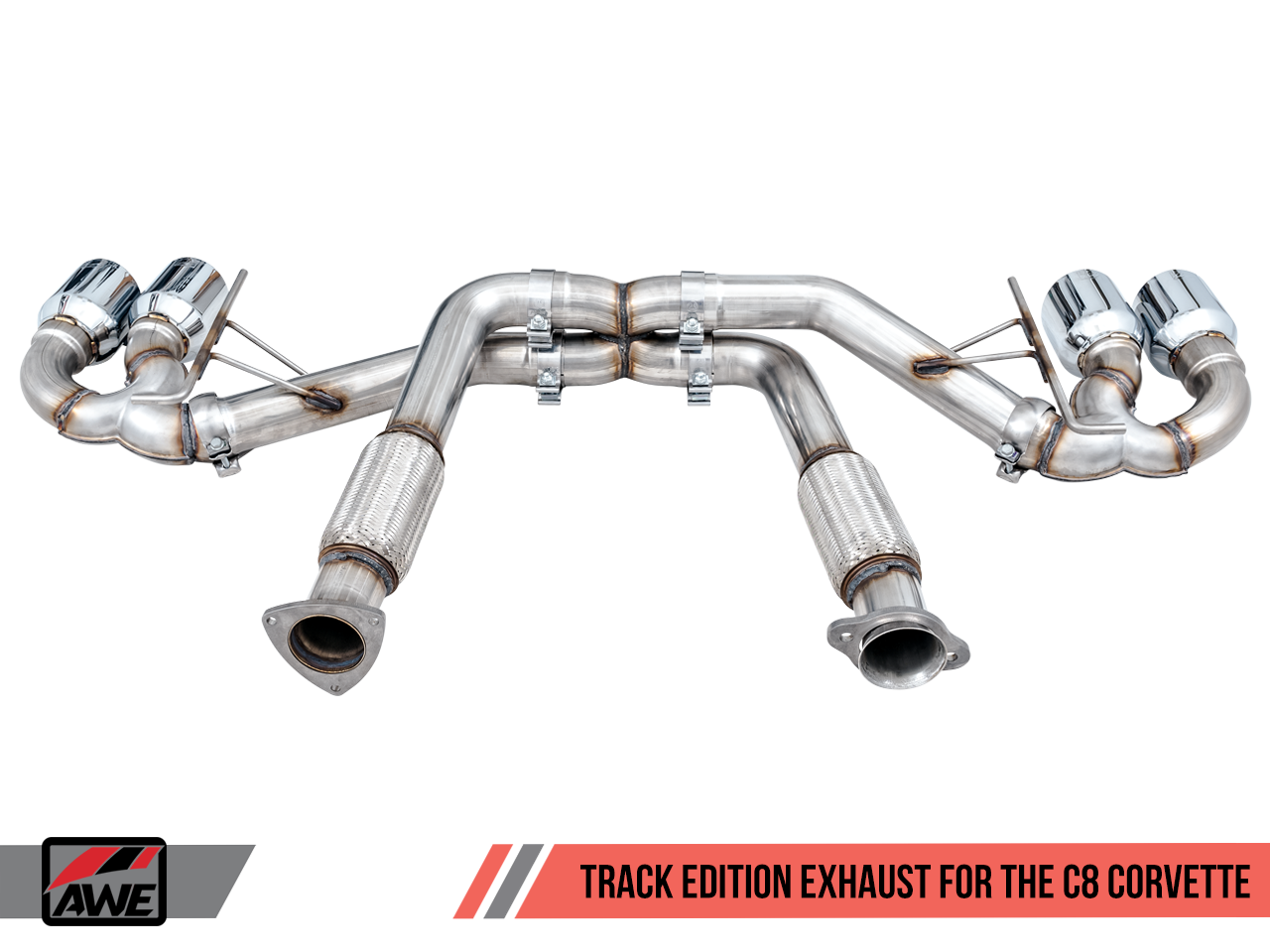 C8 Corvette Stingray Track Edition Exhaust System (Chrome Silver/Diamond Black Tips) |  AWE Tuning