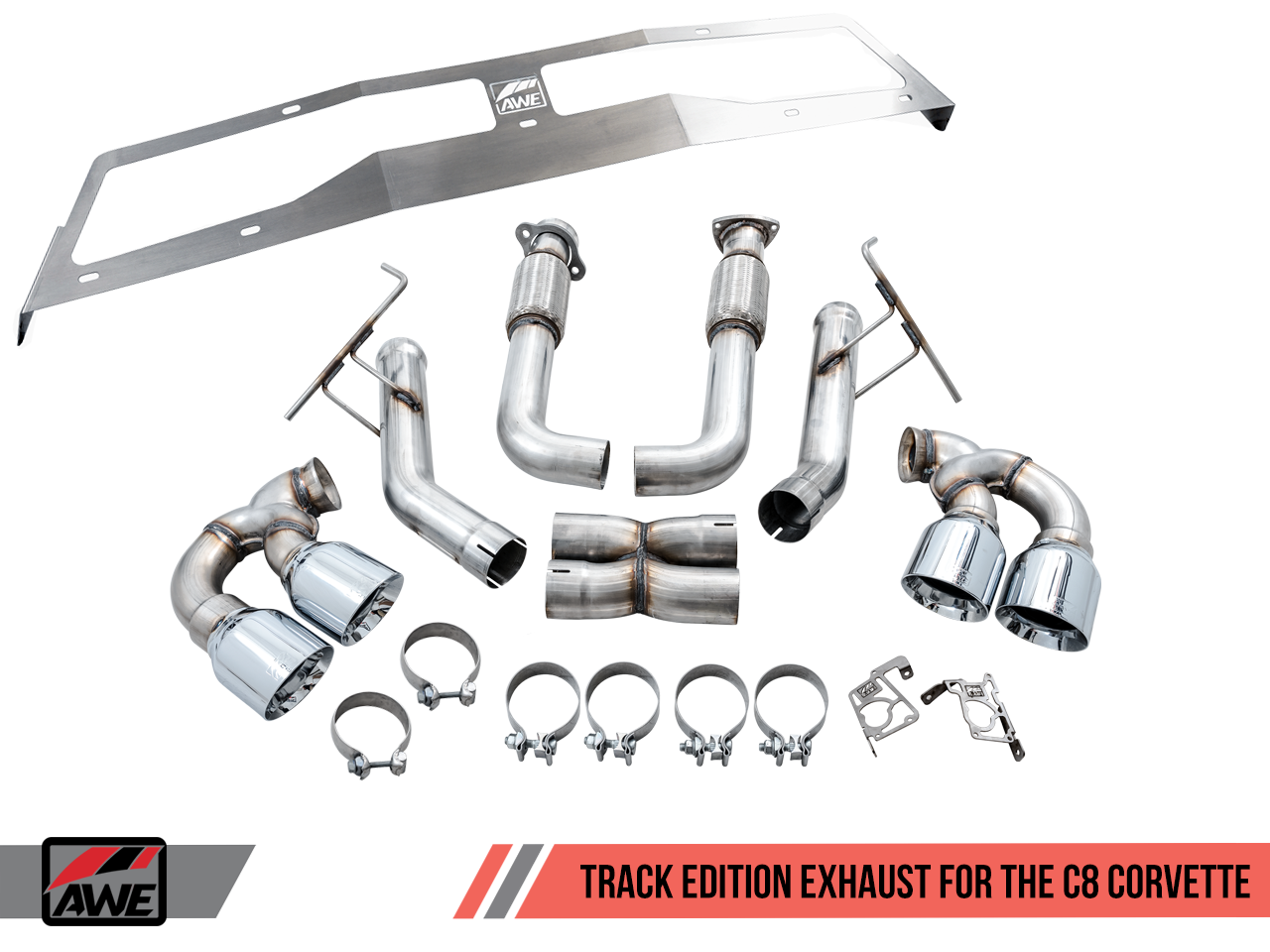 C8 Corvette Stingray Track Edition Exhaust System (Chrome Silver/Diamond Black Tips) |  AWE Tuning