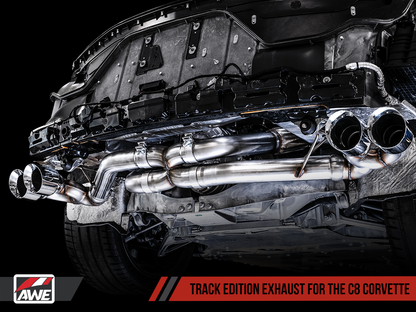 C8 Corvette Stingray Track Edition Exhaust System (Chrome Silver/Diamond Black Tips) |  AWE Tuning