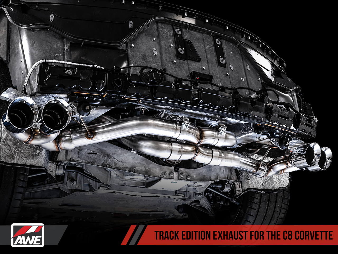 C8 Corvette Stingray Track Edition Exhaust System (Chrome Silver/Diamond Black Tips) |  AWE Tuning