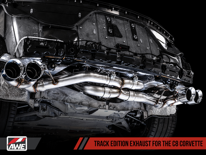 C8 Corvette Stingray Track Edition Exhaust System (Chrome Silver/Diamond Black Tips) |  AWE Tuning