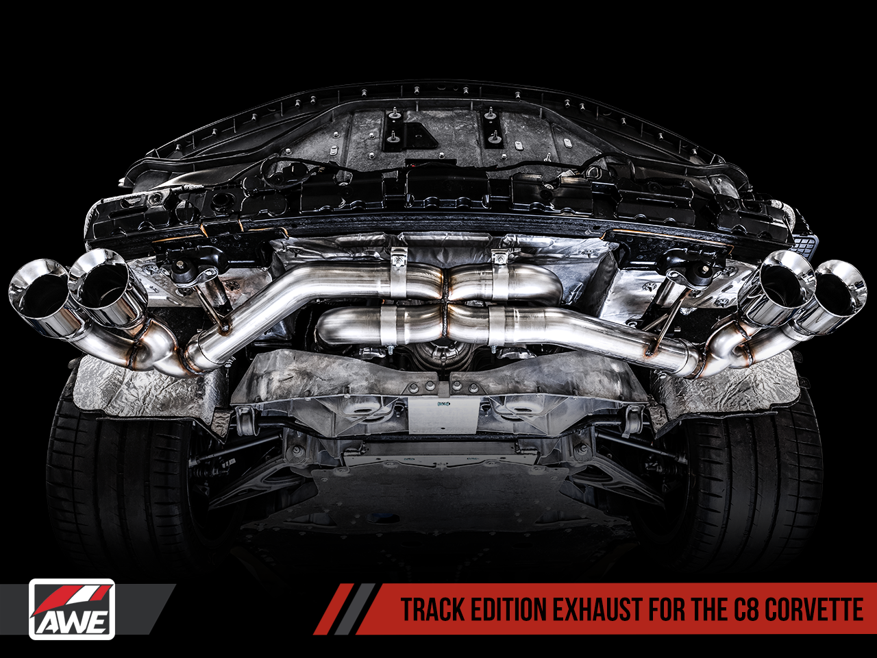 C8 Corvette Stingray Track Edition Exhaust System (Chrome Silver/Diamond Black Tips) |  AWE Tuning
