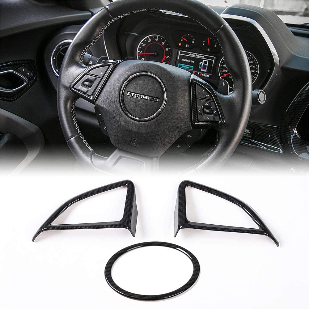 2016 - 24 Camaro Steering Wheel Trim Cover Kit  | Colored / Carbon Fiber image 0