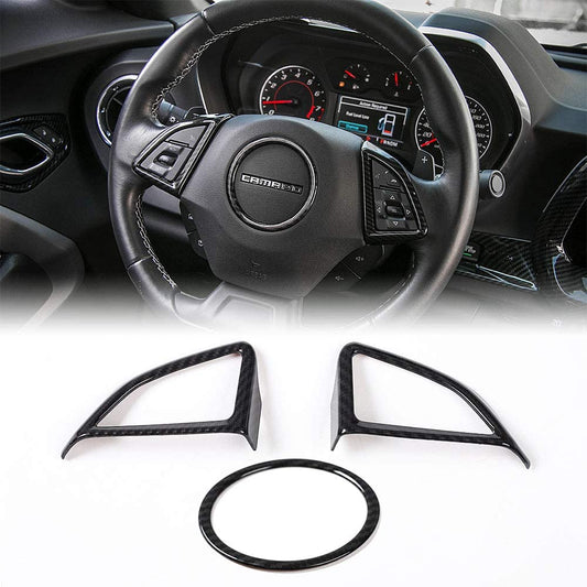 2016 - 24 Camaro Steering Wheel Trim Cover Kit  | Colored / Carbon Fiber image 0