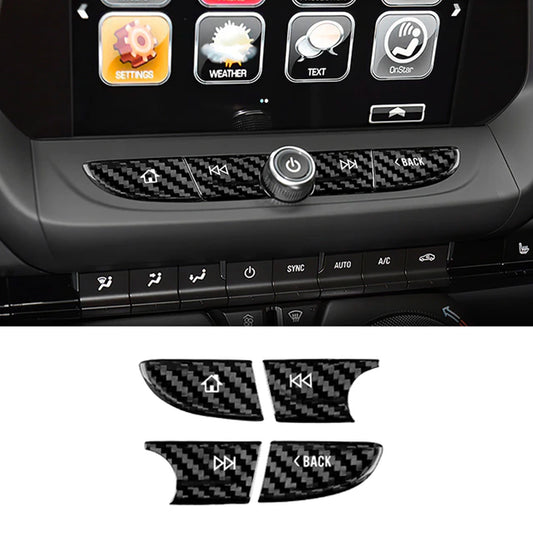 2016- 24 Camaro Carbon Fiber Radio Navigation Button Covers (Black/Red) | Next-Gen Carbon