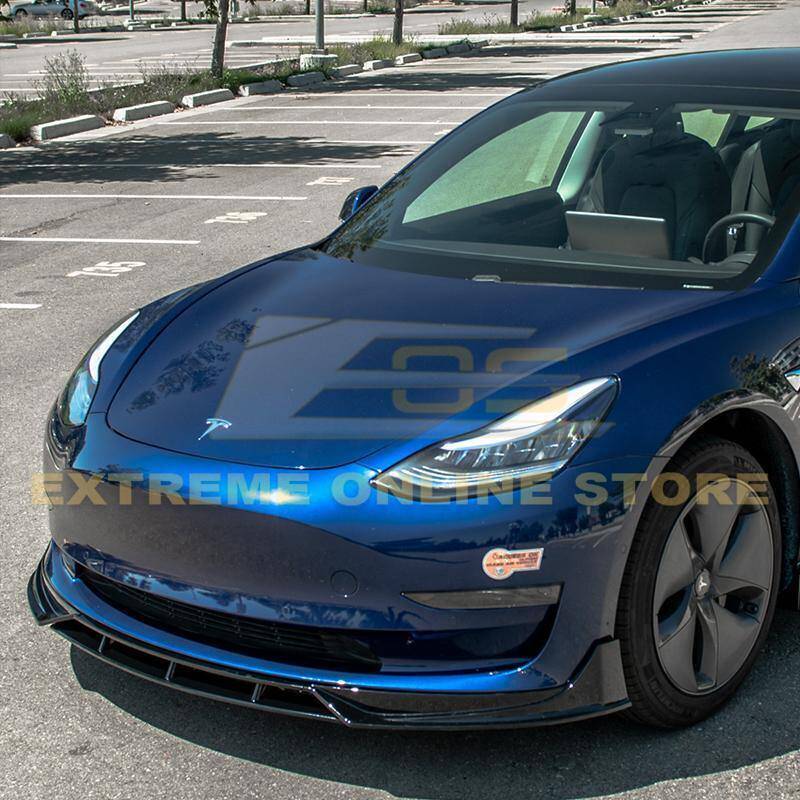 2017 - 24 Tesla Model 3 Gloss Black Performance Front Splitter