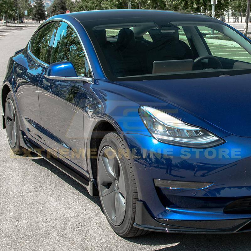 2017 - 24 Tesla Model 3 Gloss Black Performance Side Skirts