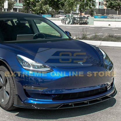 2017 - 24 Tesla Model 3 Gloss Black Performance Front Splitter