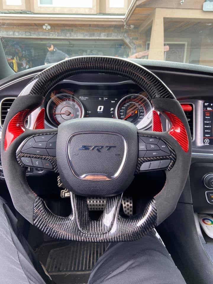 2015 - 24 Dodge Charger / Challenger / Track Hawk Carbon Fiber Steering Wheel (Complete/Heated) | Next-Gen Carbon image 0