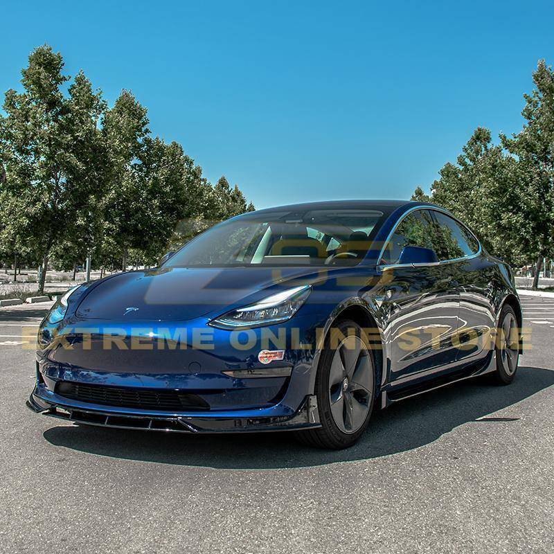 2017 - 24 Tesla Model 3 Gloss Black Performance Front Splitter