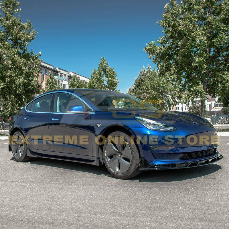 2017 - 24 Tesla Model 3 Gloss Black Performance Front Splitter