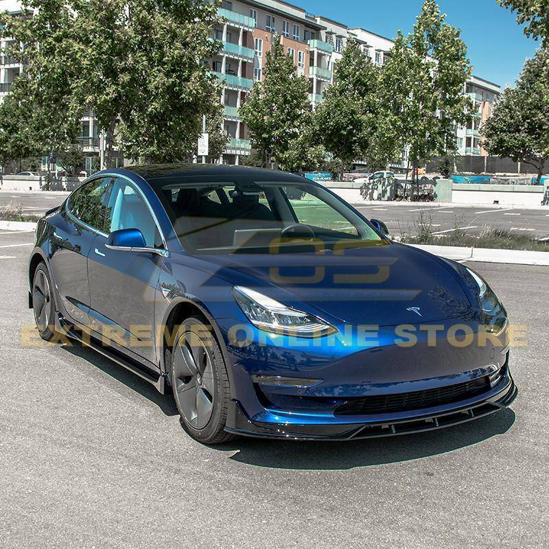 2017 - 24 Tesla Model 3 Gloss Black Performance Front Splitter
