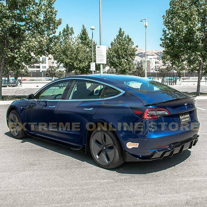 2017 - 24 Tesla Model 3 Gloss Black Rear Bumper Diffuser