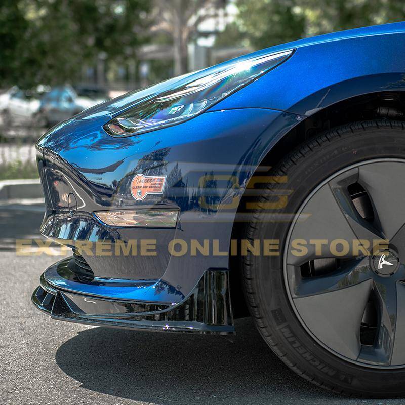 2017 - 24 Tesla Model 3 Gloss Black Performance Front Splitter
