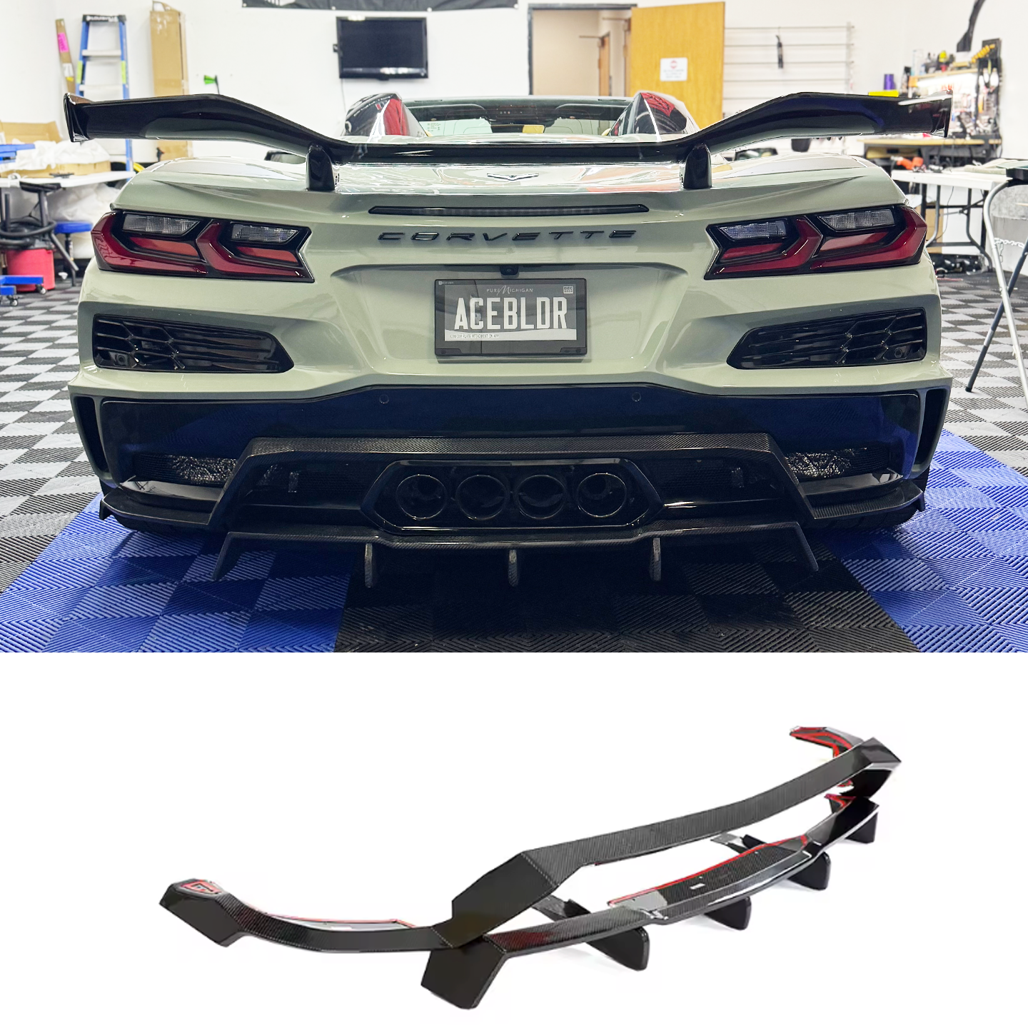 C8 Corvette Z06/E-Ray/ZR1 Carbon Fiber Rear Diffuser Add On