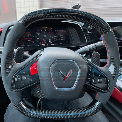 C8 Corvette Stingray / Z06 Carbon Fiber LED Steering Wheel (Complete/Heated) | Next-Gen Carbon