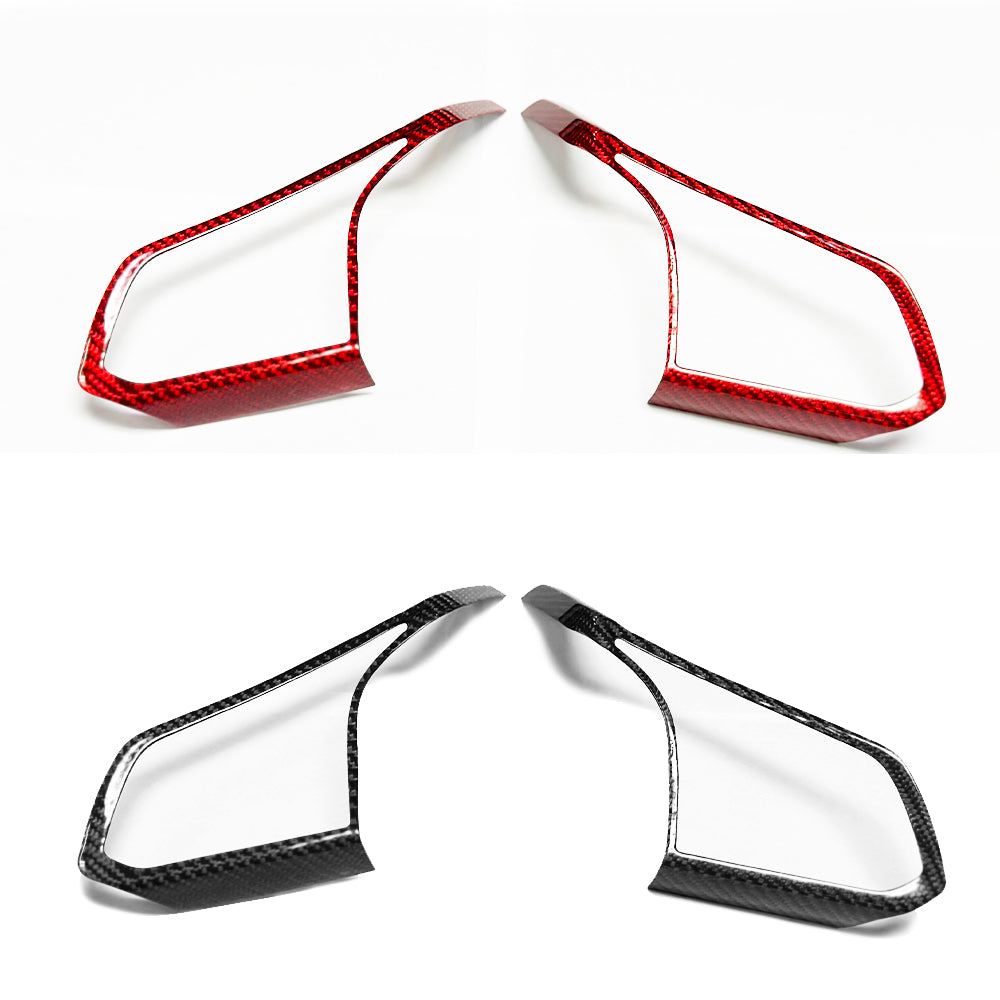 C8 Corvette Carbon Fiber Steering Wheel Chrome Button Trim Covers | Black/Red/Blue